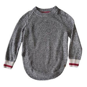 Roots Black & White Marled Crewneck Sweater with Red Trim